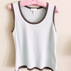 Escada Neiman Marcus cashmere/silk sea foam sleeveless sweater